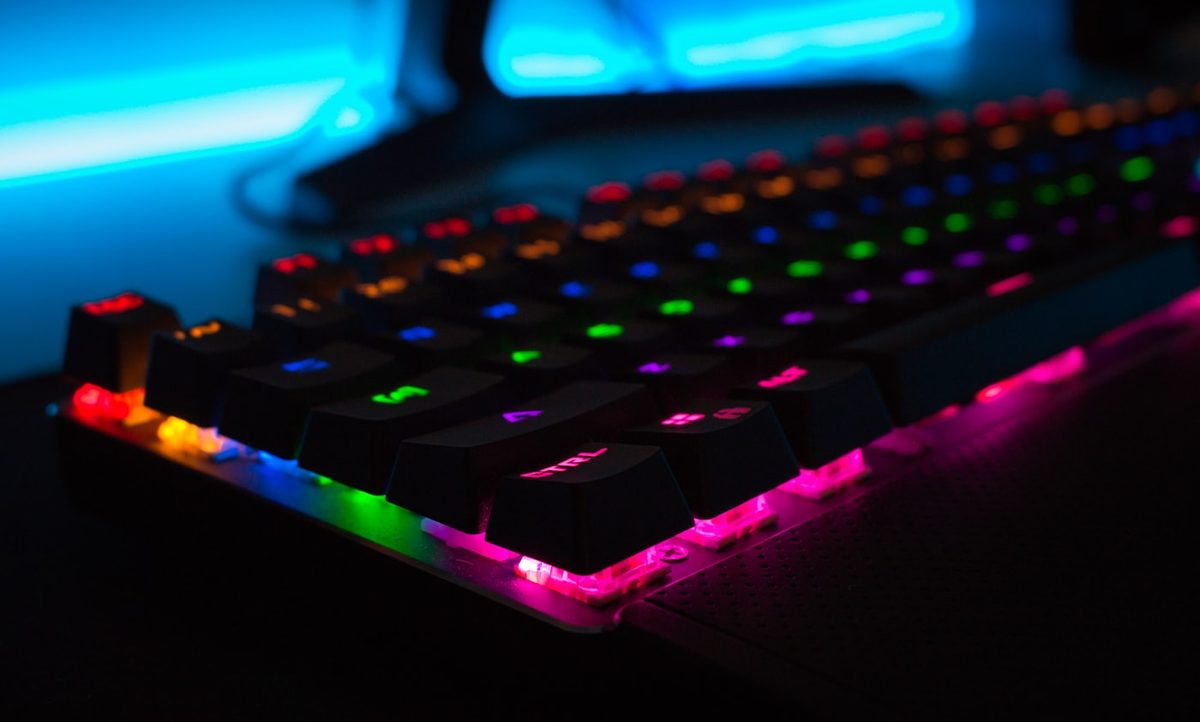 Black mechanical keyboard with vivid per-key RGB backlighting